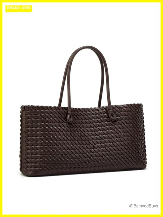 Handbags - Large Vegan Leather Woven Tote Bag for Work Travel Crossbody
